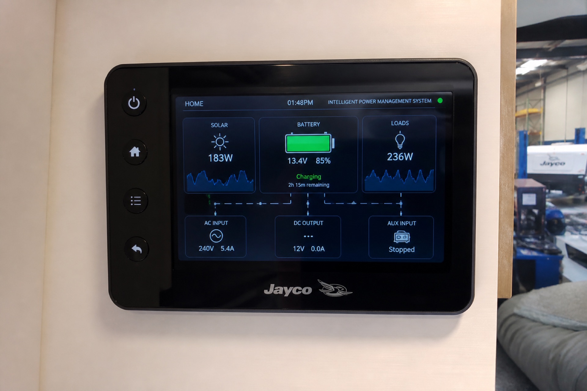 Caravan power management monitoring