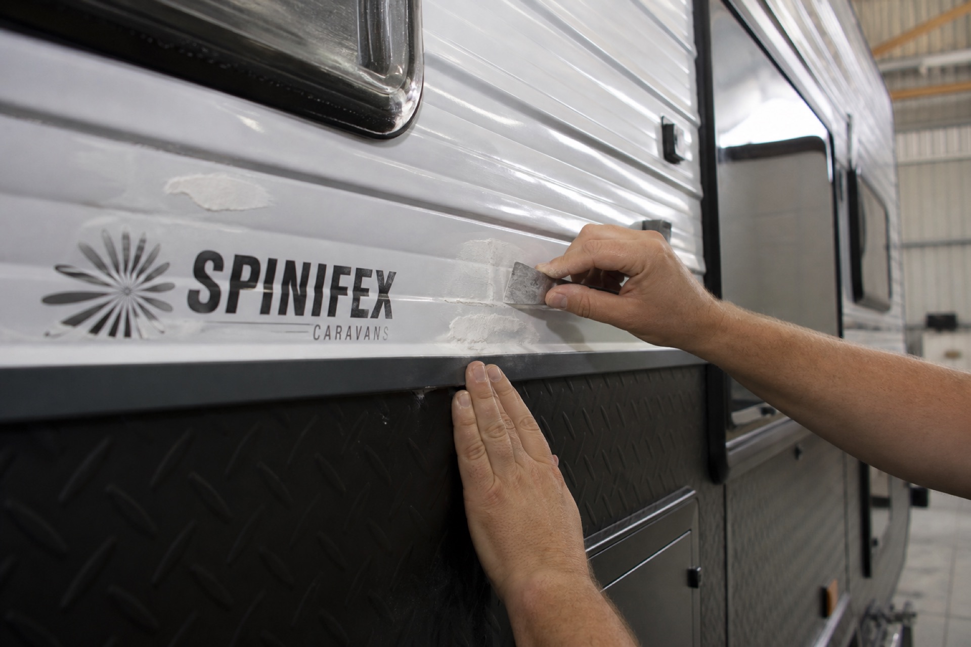 Approved insurance repairs on Spinifex caravan