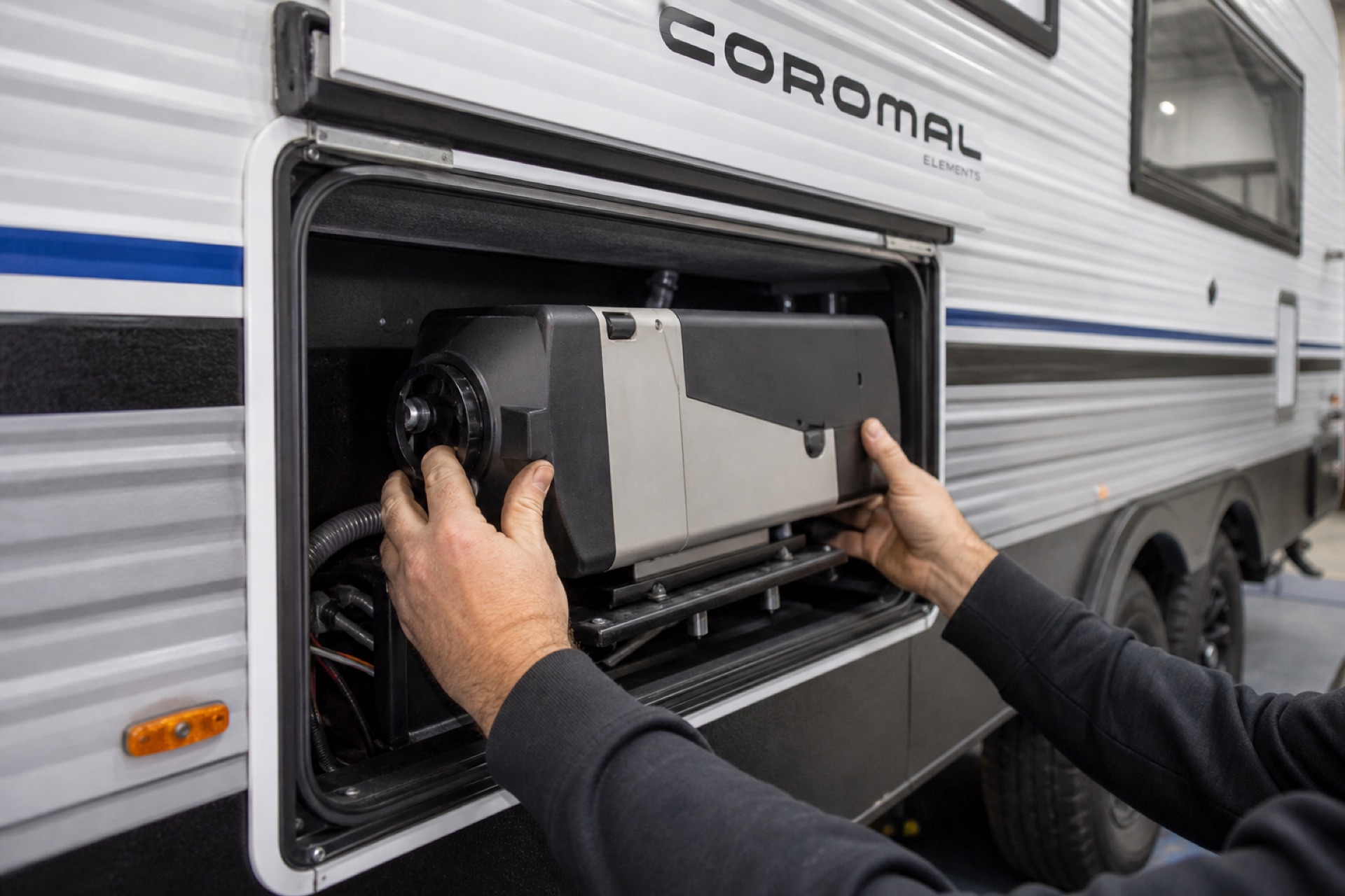 Caravan diesel heater installation