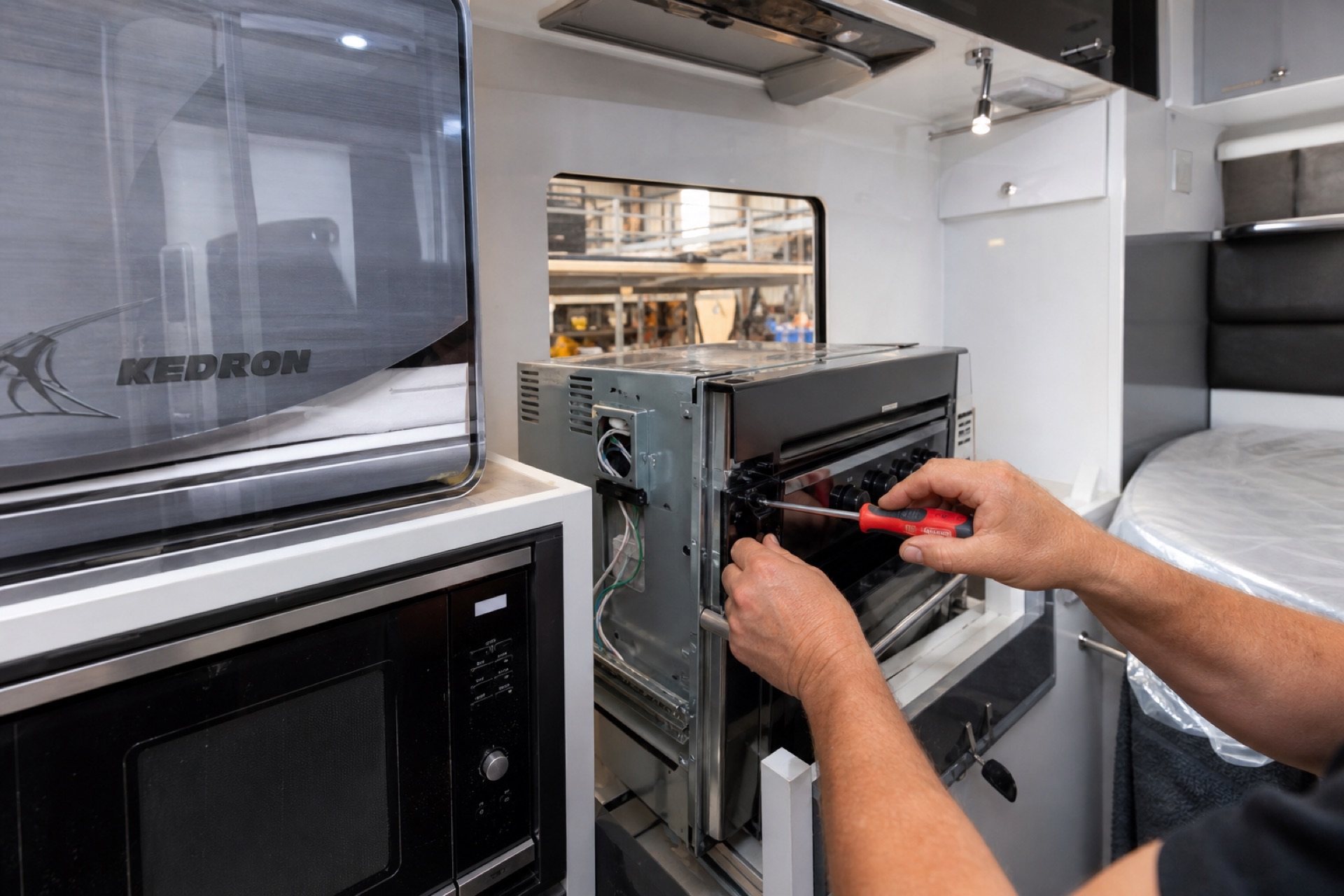 Appliance upgrades during caravan renovation