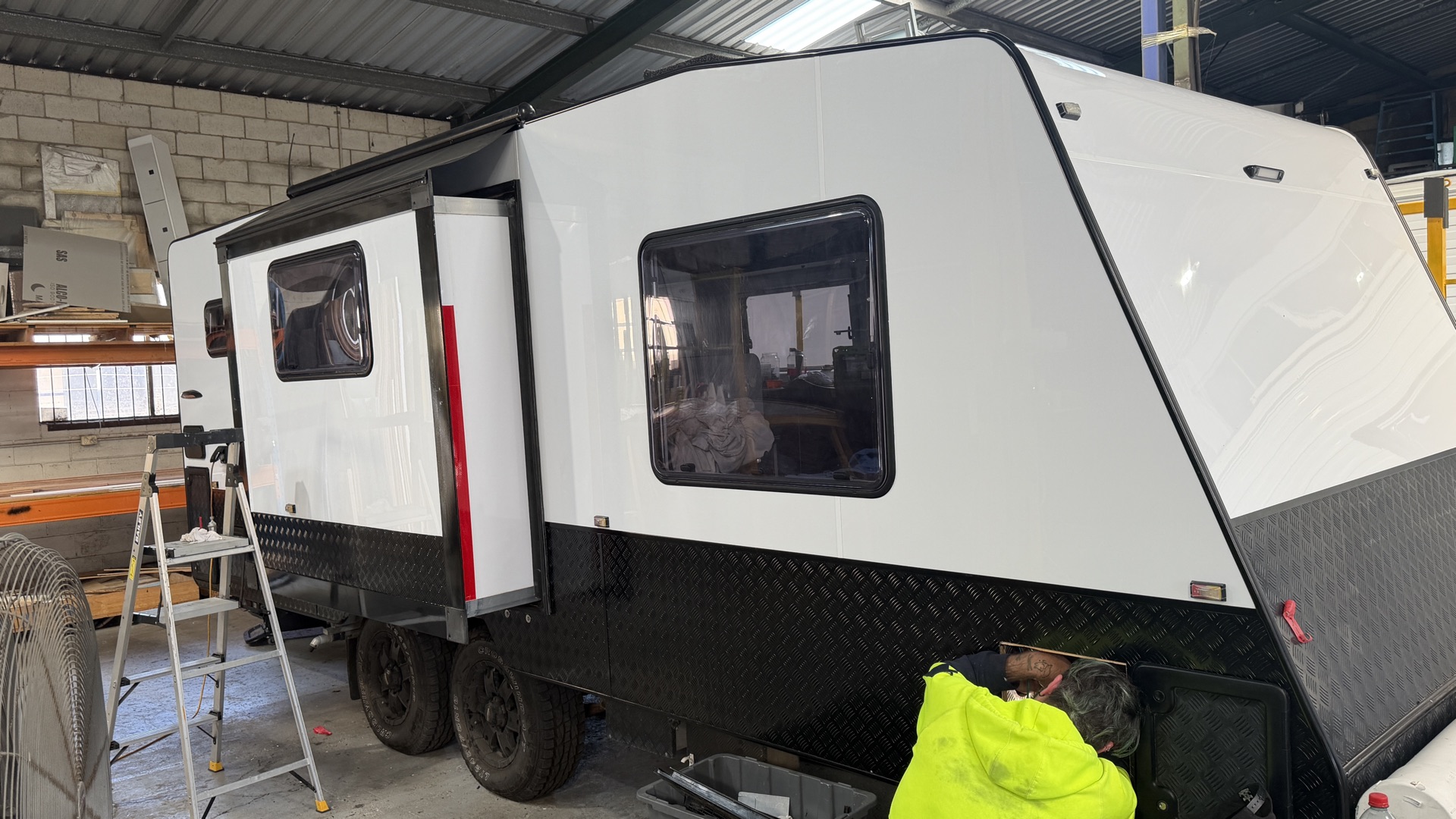 Caravan front and side finished after exterior rebuild