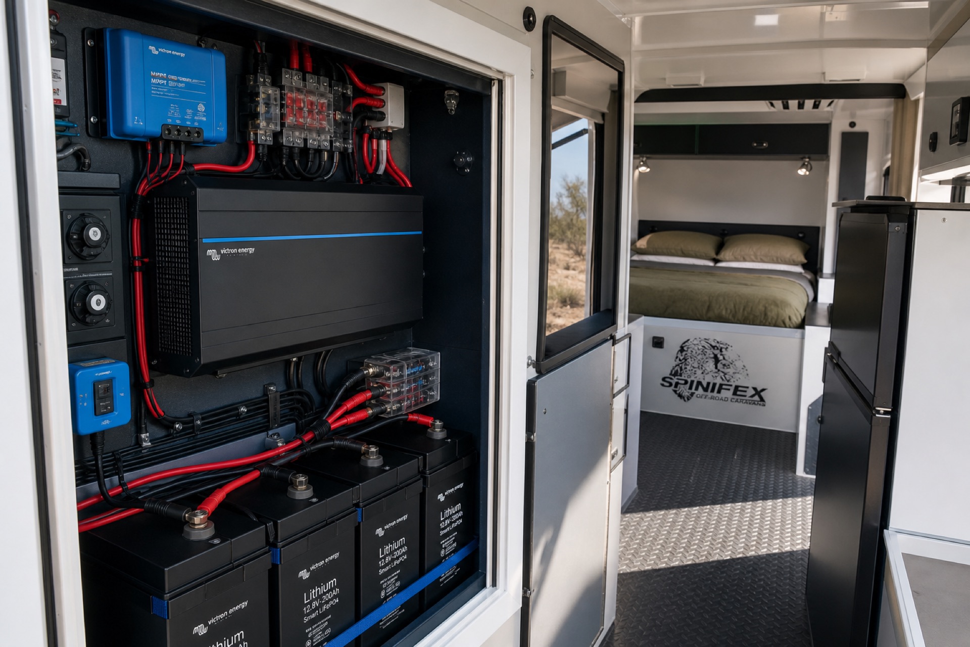 Off-grid caravan lithium and solar fitout
