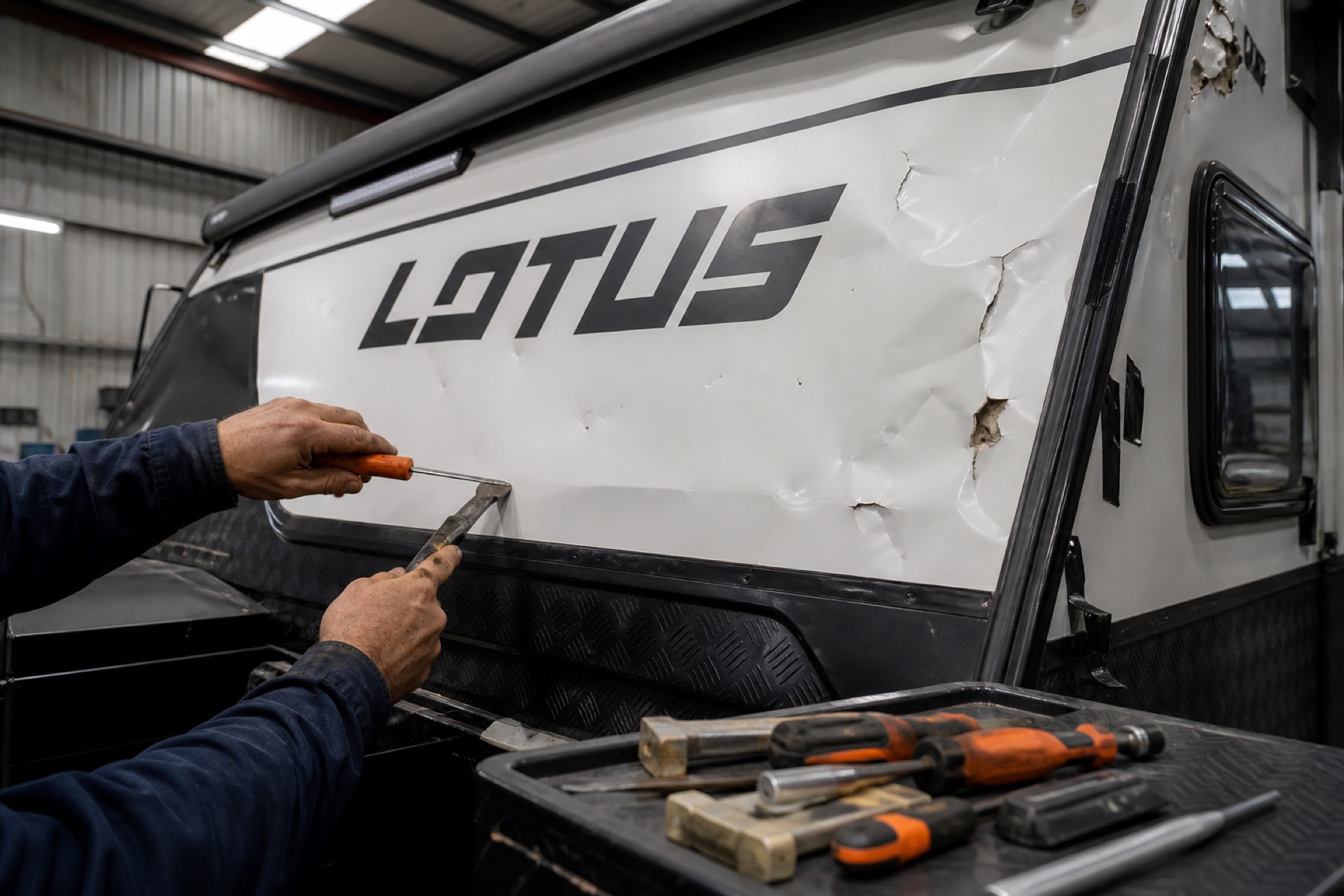 Lotus caravan hail and storm insurance damage repairs