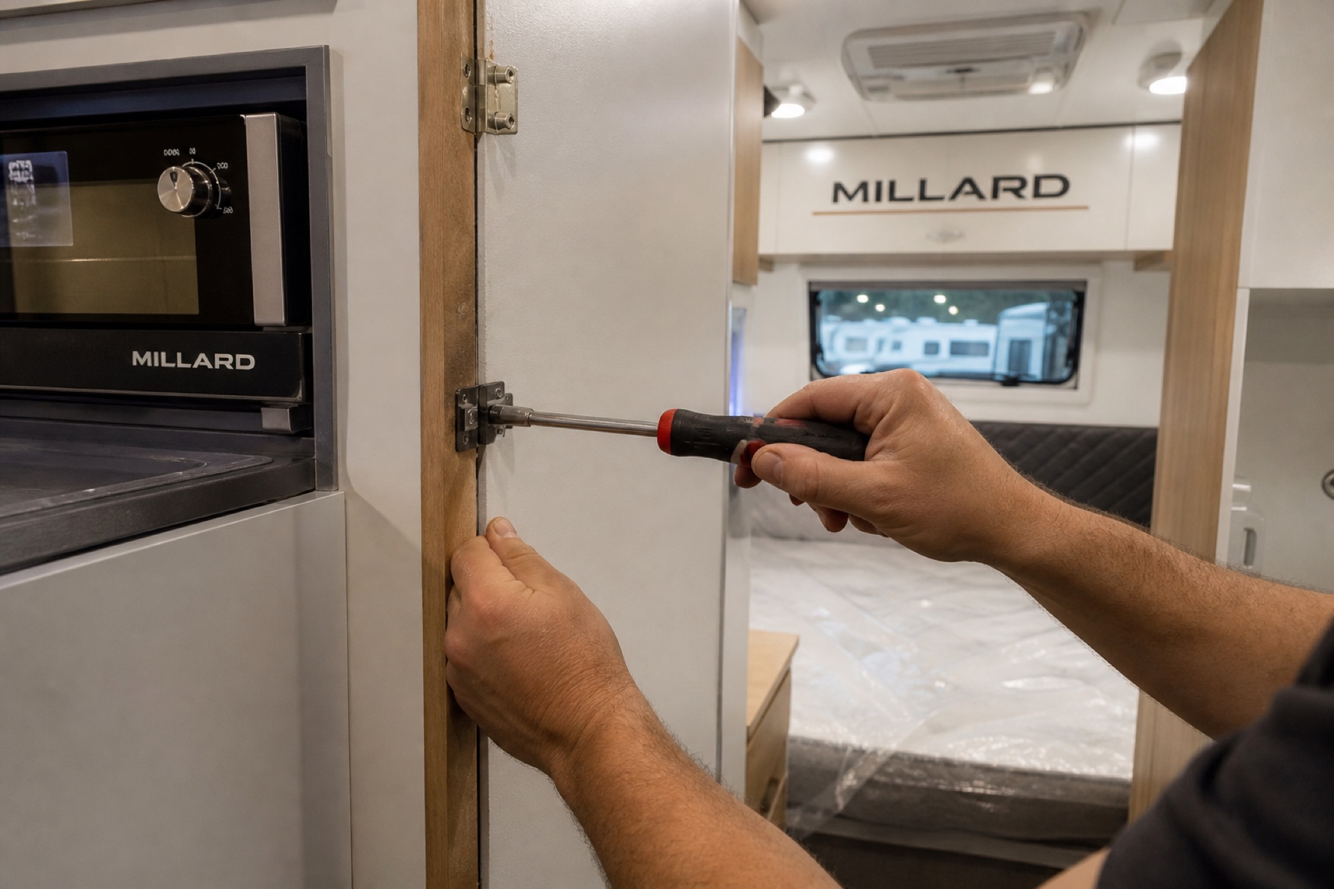 Interior caravan cabinetry and panel restoration