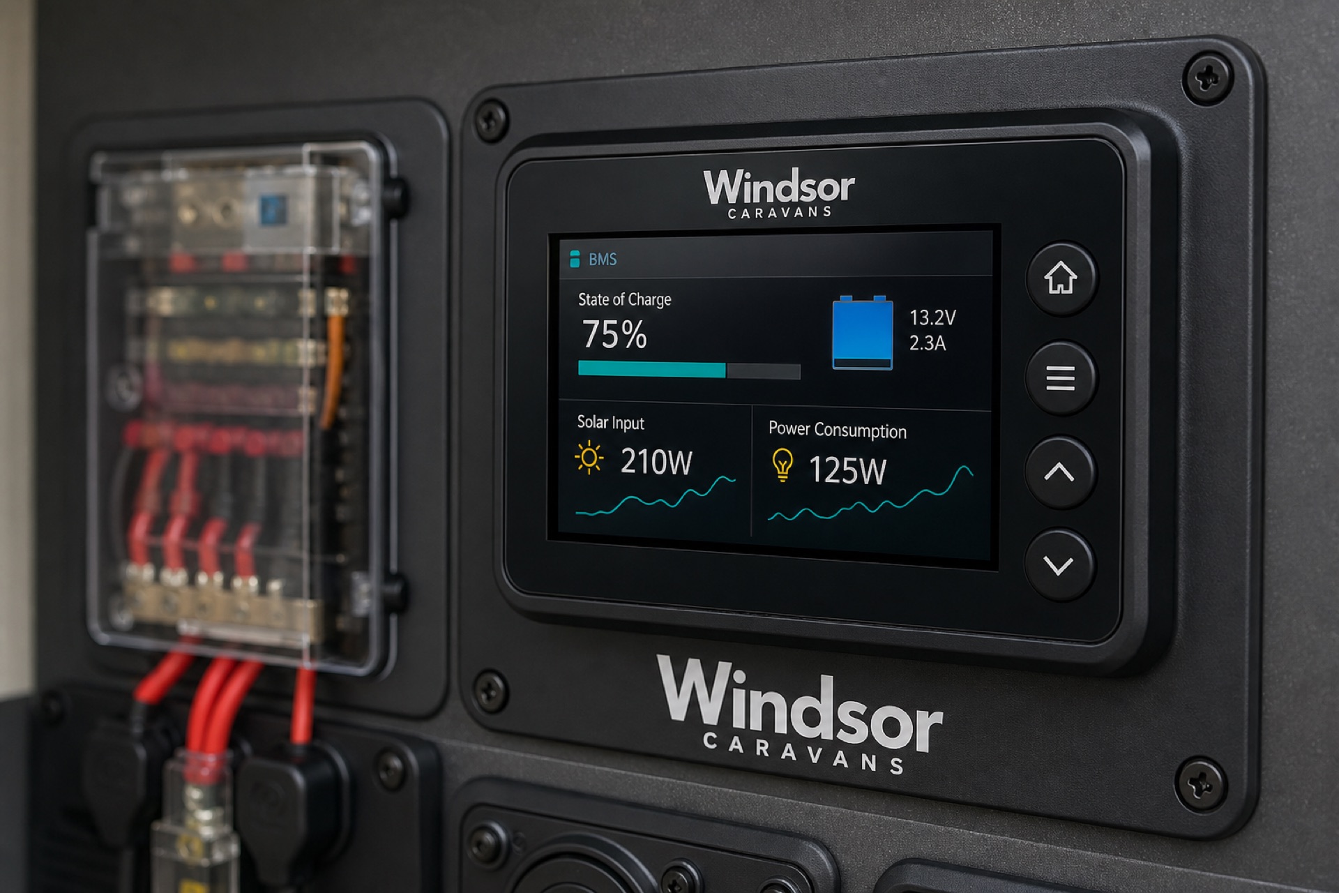 Caravan battery management system monitoring